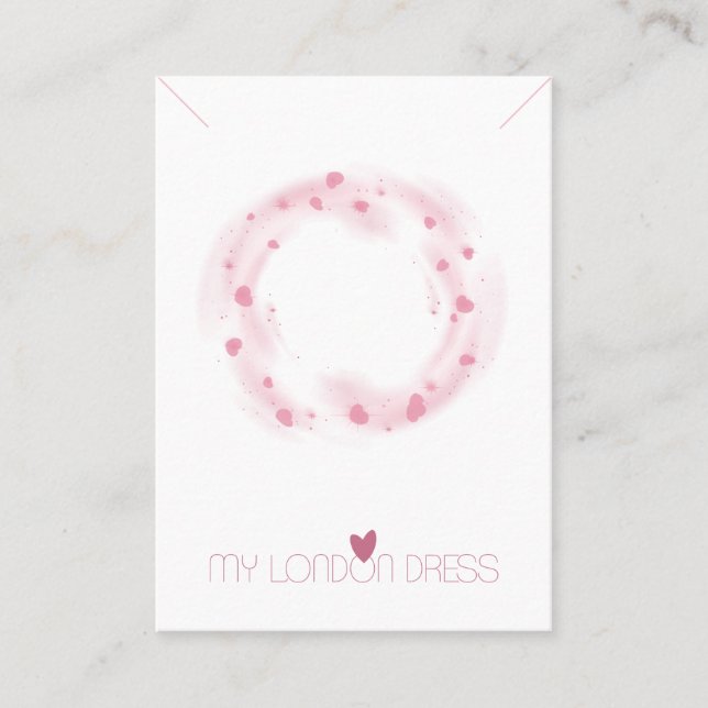 BLUSH PINK HEARTS WATERCOLOR STUD EARRING DISPLAY BUSINESS CARD (Front)