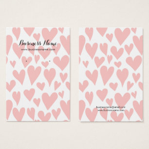 Blush Pink Hearts White Background Earring Cards