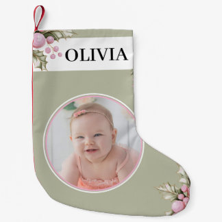 Blush Pink Holly Berry Christmas Stocking