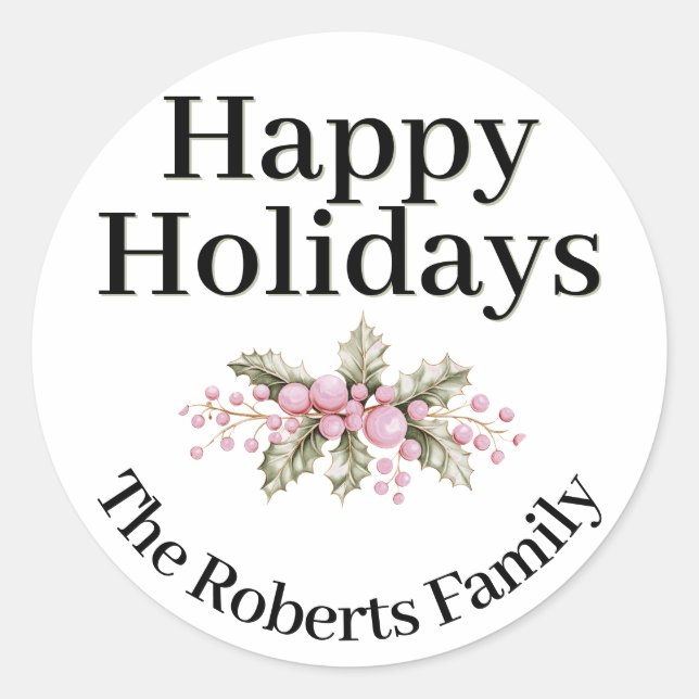 Blush Pink Holly Berry Minimalist Stickers (Front)