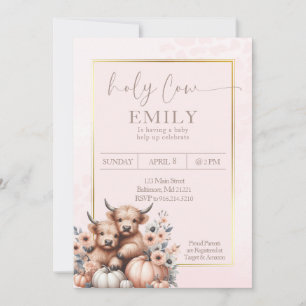 Blush Pink Holy Cow Girl Baby  Invitation