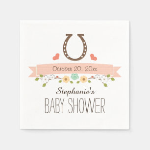 Blush Pink Horseshoe Western Baby Girl Shower Napkin