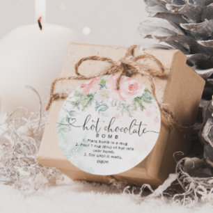 Blush pink hot chocolate bomb favour tags