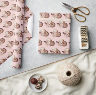 Blush Pink Howdy Cowgirl Floral Western Hats Wrapping Paper