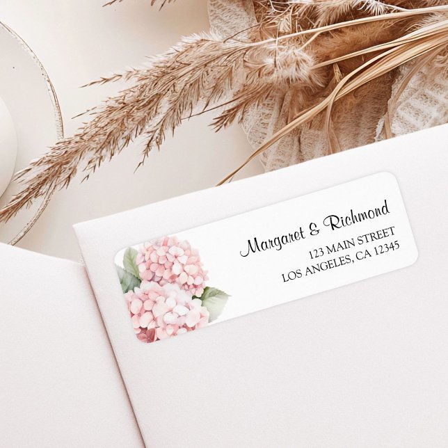 Blush Pink Hydrangea Floral Wedding Return Address (Creator Uploaded)