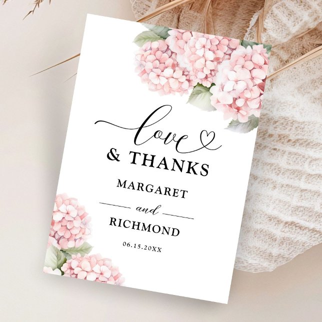 Blush Pink Hydrangea Floral Wedding Thank You Card (Creator Uploaded)