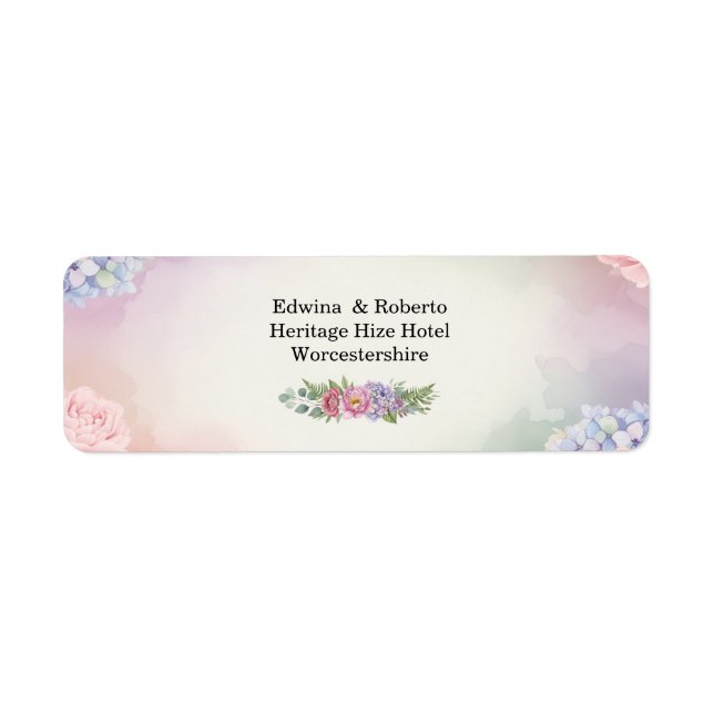 Blush Pink Hydrangea Wedding Address Label Sticker (Front)