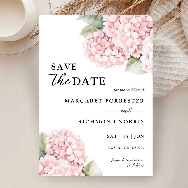 Blush Pink Hydrangea Wedding Save The Date Invitation (Creator Uploaded)