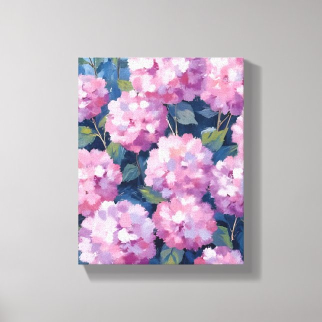 Blush Pink Hydrangeas Floral Canvas Print (Front)
