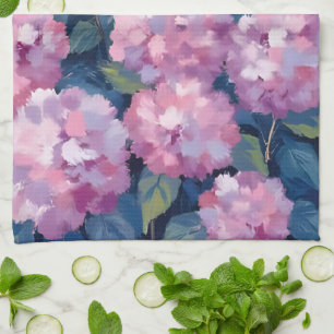 Blush Pink Hydrangeas Floral Tea Towel