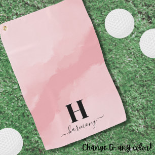 Blush Pink Initial Name Monogram Golf Towel