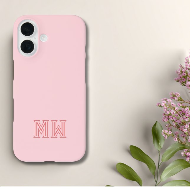 Blush Pink Initials Monogram Simple Minimal  Case-Mate iPhone Case (Creator Uploaded)