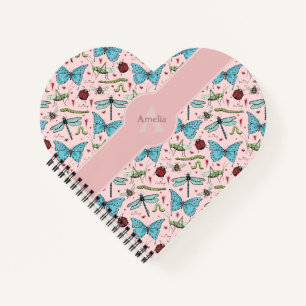 Blush Pink Insect Heart Notebook features