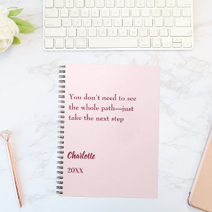 Blush pink inspirational goal quote notebook
