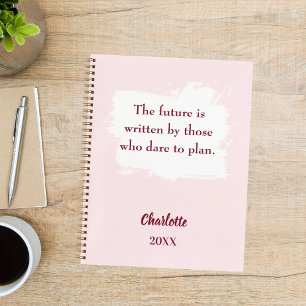 Blush pink inspirational quote writing notebook