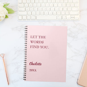 Blush pink inspirational quote writing notebook