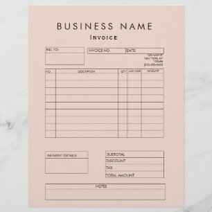 Blush Pink Invoice Small Business Supplies Custom Letterhead