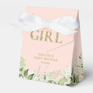 Blush Pink Its A Girl Greenery Gold Baby Shower Favour Box