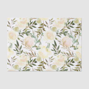 Blush Pink Ivory Beige Watercolor Floral Flowers Tissue Paper