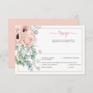 Blush Pink Ivory Floral Watercolor RSVP