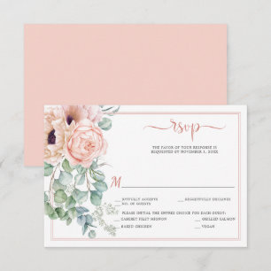 Blush Pink Ivory Floral Watercolor RSVP