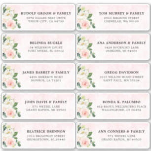 Blush Pink Ivory Floral Wedding Guest Address