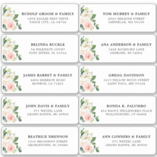 Blush Pink Ivory Floral Wedding Guest Address