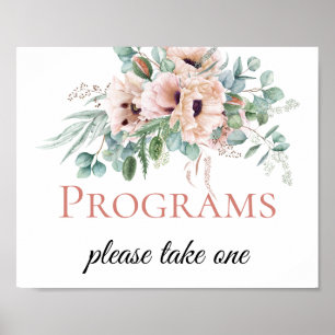 Blush Pink & Ivory Floral Wedding Program Signs
