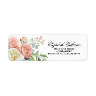  Blush Pink Ivory Floral Wedding Return Address