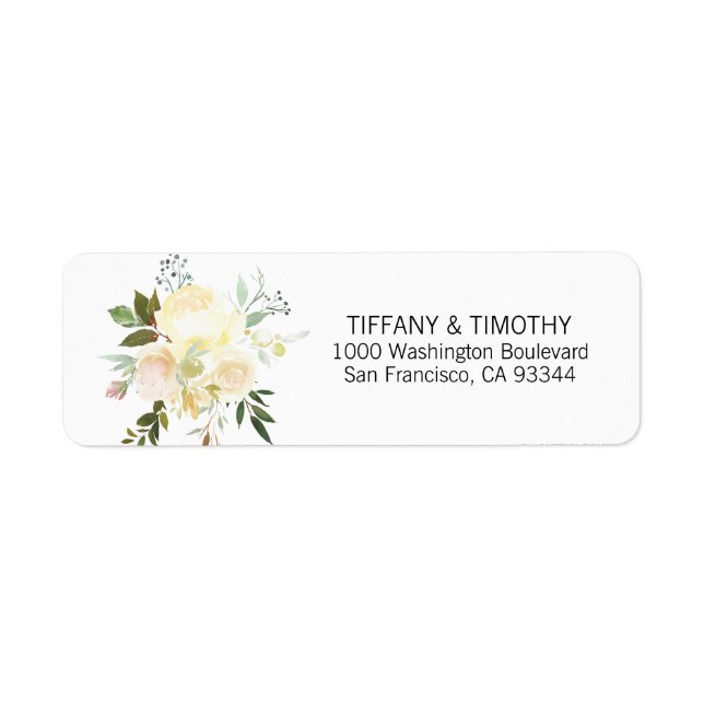 Blush Pink Ivory Floral Wedding Return Address (Front)