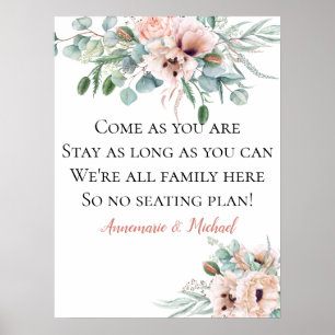 Blush Pink & Ivory No Seating Plan Wedding Sign