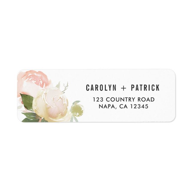 Blush Pink Ivory Peony Return Address (Front)