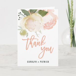 Blush Pink Ivory Peony Thank You Card