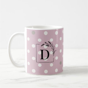 Blush Pink & Ivory Polka Dot Monogram Mug