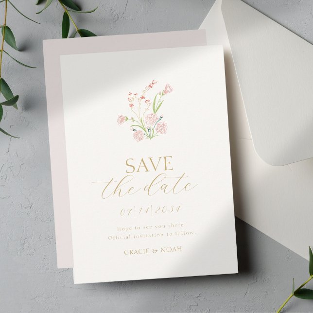 Blush Pink & Ivory Wildflower Wedding Save The Date (Creator Uploaded)