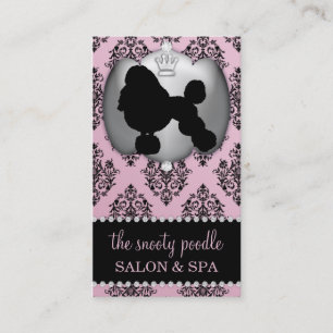 Blush Pink Jewelled Damask Dog Grooming/Spa Business Card