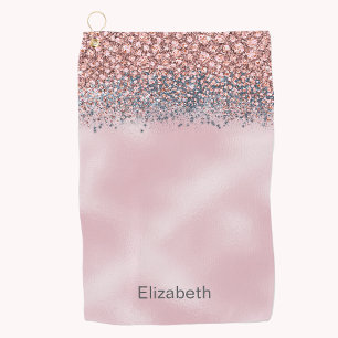 Blush Pink Jewelled Personalised Golf Towel
