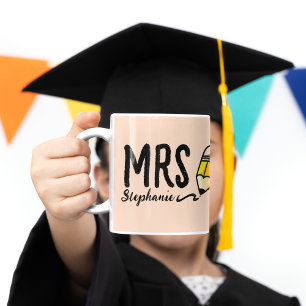 Blush Pink l Cute Pencil Typography Teacher Gift  Magic Mug