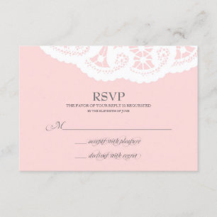Blush Pink Lace Doily Wedding RSVP Card