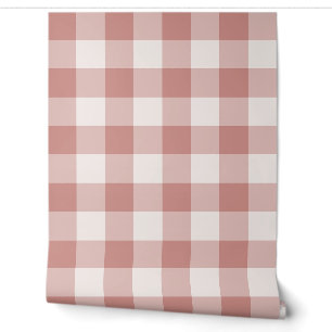 Blush Pink Large Buffalo Plaid Gingham Wallpaper