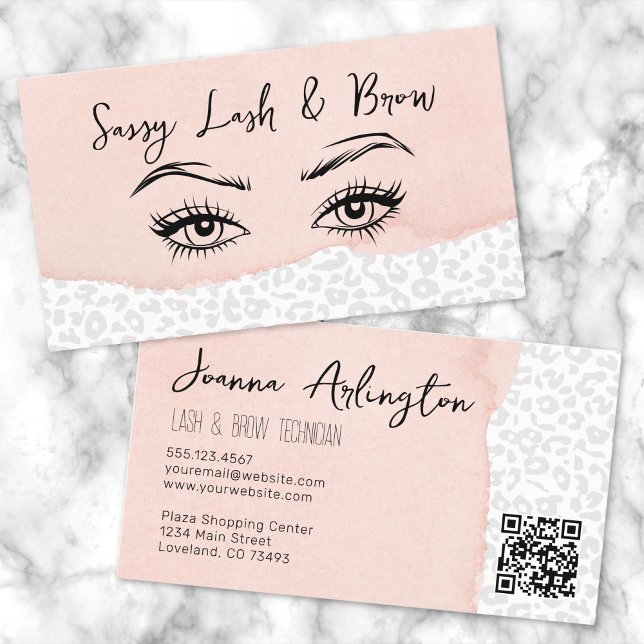 Blush Pink Lash Makeup Artist Business Card (Stylish Blush Pink Lash Makeup Artist Business Card)