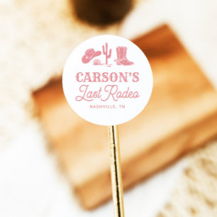 Blush Pink Last Rodeo Cowgirl Bachelorette Party Classic Round Sticker