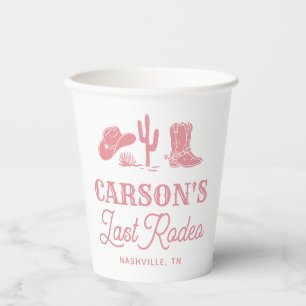 Blush Pink Last Rodeo Cowgirl Bachelorette Party Paper Cups