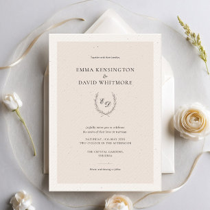 Blush Pink Laurel Wreath Elegant Wedding Invitation