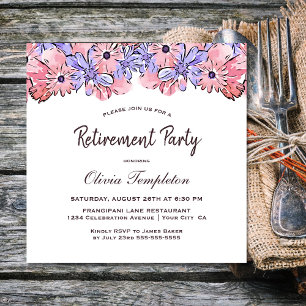 Blush Pink Lavender Floral Retirement Party Invitation