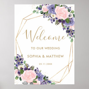 Blush Pink Lavender Floral Wedding Welcome Sign