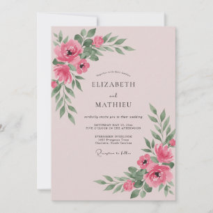 Blush Pink Leafy Wedding Invitation