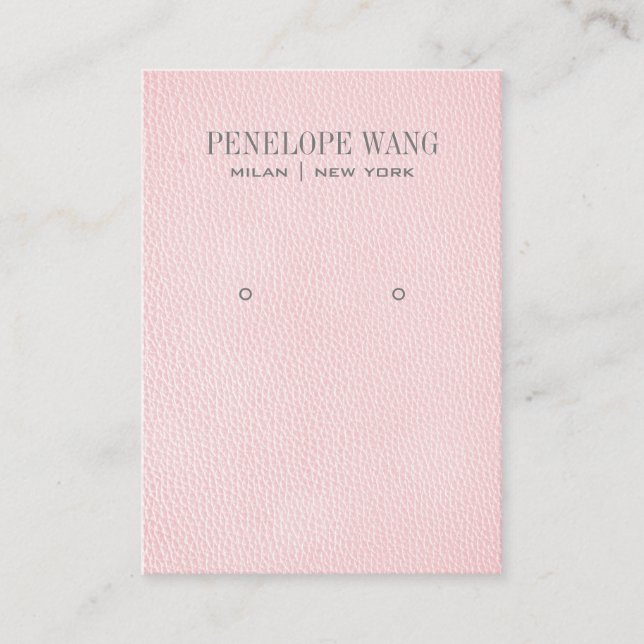 Blush Pink Leather Look Jewellery  Earring display Business Card (Front)