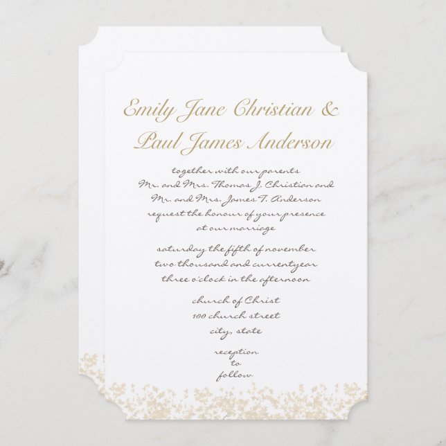 Blush Pink Leaves Elegant Monogram Wedding  Invitation (Front/Back)