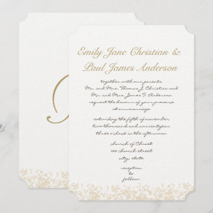 Blush Pink Leaves Elegant Monogram Wedding Invitation